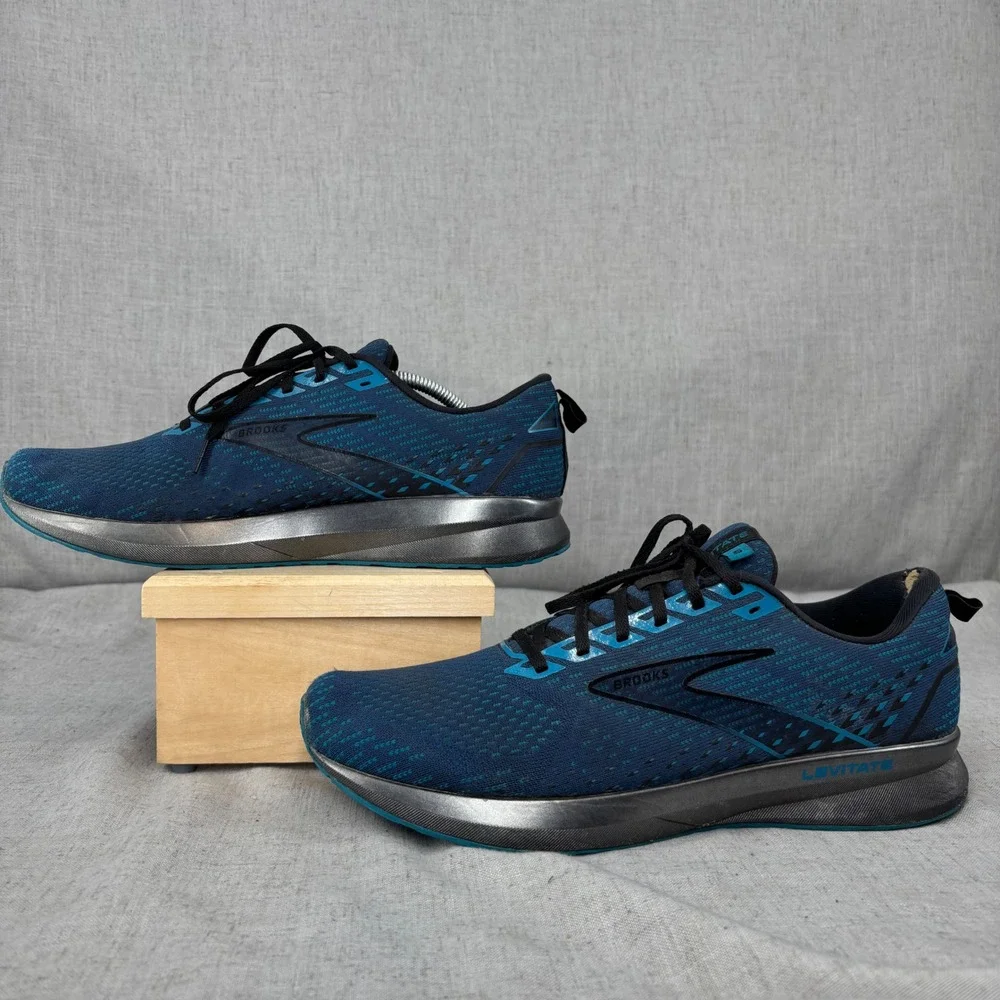 Brooks Levitate 5 Running Shoes Blue Black Silver Mesh Sneaker Men's Size 12.5‎ - Picture 2 of 12